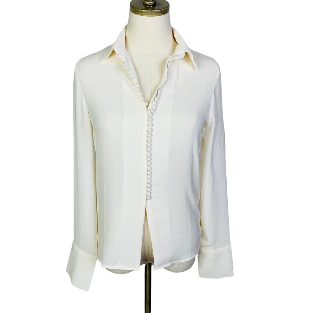 Style Keepers Ivory Button Front Collared Blouse … - image 2